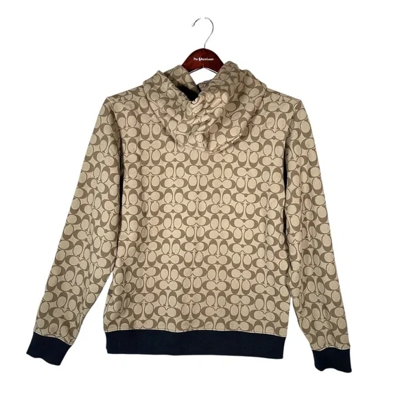 COACH Signature Monogram Terry Cotton Hoodie - Picture 4 of 9